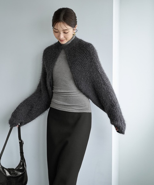 STYLE DELI(スタイルデリ)の「抜けないふんわりルーズニットボレロ(カーディガン/ボレロ・レディース・チャコールグレー/グレー/ダークブルー・FREE)」の9枚目の写真
