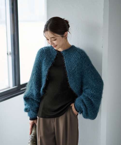 STYLE DELI(スタイルデリ)の「抜けないふんわりルーズニットボレロ(カーディガン/ボレロ・レディース・チャコールグレー/グレー/ダークブルー・FREE)」の13枚目の写真