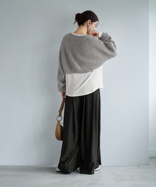 STYLE DELI(スタイルデリ)の「抜けないふんわりルーズニットボレロ(カーディガン/ボレロ・レディース・チャコールグレー/グレー/ダークブルー・FREE)」の22枚目の写真