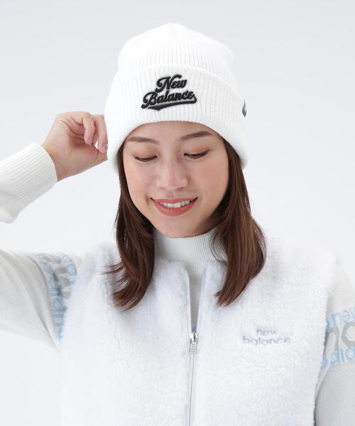 New Balance Golf(ニューバランスゴルフ)の「【new balance golf】BEANIE(ニットキャップ/ビーニー・レディース・ブラック/ホワイト/ライトカーキ・FREE)」の2枚目の写真