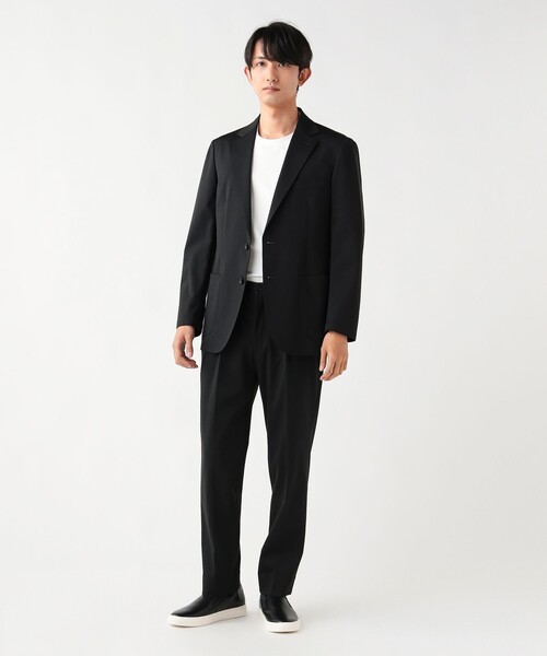 BEAMS HEART（ビームスハート）の「【4/23値下げ】トリアセテート ポンチ 2ボタン ジャケット（セットアップ対応）【接触冷感】（テーラードジャケット・メンズ・グリーン系その他5/ブラック・SMALL/MEDIUM/LARGE/X-LARGE）」の3枚目の写真