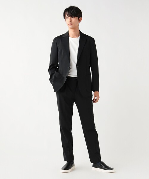 BEAMS HEART（ビームスハート）の「【4/23値下げ】トリアセテート ポンチ 2ボタン ジャケット（セットアップ対応）【接触冷感】（テーラードジャケット・メンズ・グリーン系その他5/ブラック・SMALL/MEDIUM/LARGE/X-LARGE）」の4枚目の写真