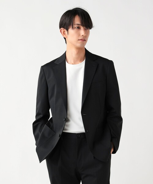 BEAMS HEART（ビームスハート）の「【4/23値下げ】トリアセテート ポンチ 2ボタン ジャケット（セットアップ対応）【接触冷感】（テーラードジャケット・メンズ・グリーン系その他5/ブラック・SMALL/MEDIUM/LARGE/X-LARGE）」の5枚目の写真