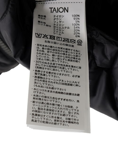 TAION(タイオン)の「TAION/タイオン/Military Hi-Neck Knit+Down Jacket-Soft Shell(ダウンジャケット/コート・レディース・ブラック・M/L/S)」の8枚目の写真