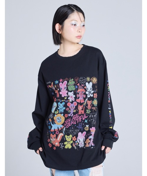 Little sunny bite（リトルサニーバイト）の「little sunny bite x Humberto Cruz long tee（Tシャツ/カットソー・レディース・ホワイト/ピンク/ブラック・SMALL/MEDIUM）」の2枚目の写真