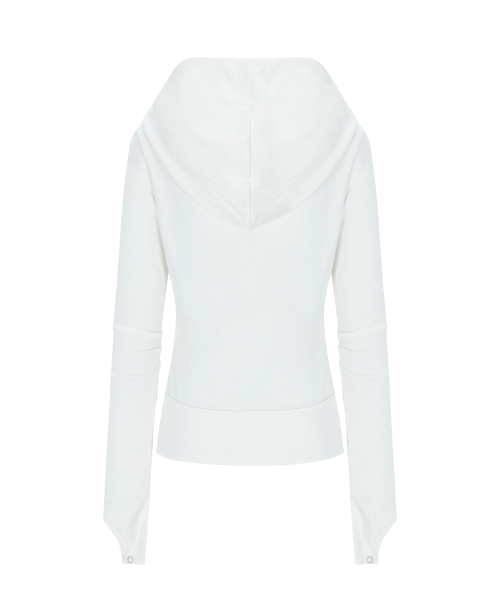 PLEASENOFOLLOW(プリーズノーフォロー)の「Edie Unbal high-neck Hoodie Zip Up (White)(パーカー・レディース・その他・FREE)」の3枚目の写真