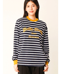 オーバーサイズストライプチェーンロゴロングスリーブTシャツマスタード(FCF3TS641M)