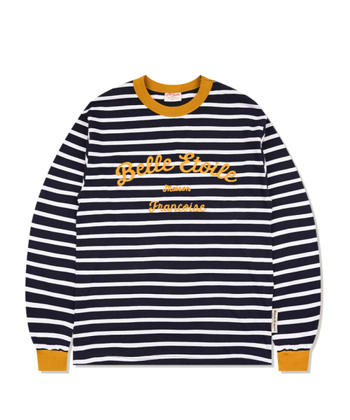FABULOUS ARCHIVE(ファビュラスアーカイブ)の「オーバーサイズストライプチェーンロゴロングスリーブTシャツマスタード(FCF3TS641M)(Tシャツ/カットソー・レディース・マスタード・SMALL/MEDIUM)」の3枚目の写真