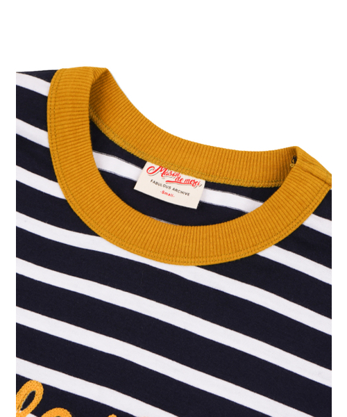 FABULOUS ARCHIVE(ファビュラスアーカイブ)の「オーバーサイズストライプチェーンロゴロングスリーブTシャツマスタード(FCF3TS641M)(Tシャツ/カットソー・レディース・マスタード・SMALL/MEDIUM)」の5枚目の写真