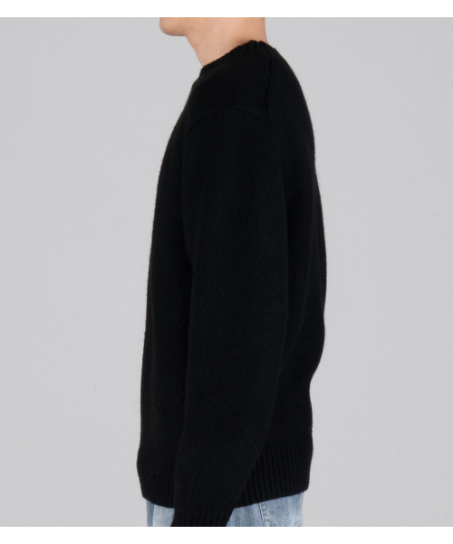 BUTTON SEOUL(ボタンソウル)の「ウールブレンドラウンドヘビーニット(ブラック)(ニット/セーター・メンズ・その他・MEDIUM/LARGE/X-LARGE)」の4枚目の写真