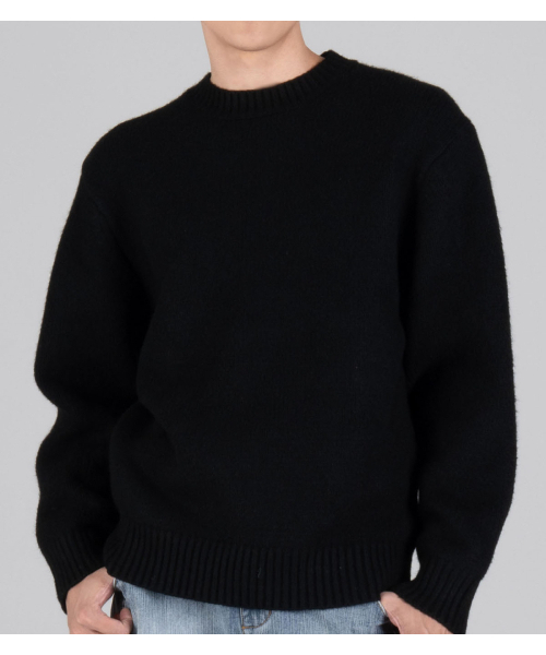 BUTTON SEOUL(ボタンソウル)の「ウールブレンドラウンドヘビーニット(ブラック)(ニット/セーター・メンズ・その他・MEDIUM/LARGE/X-LARGE)」の7枚目の写真