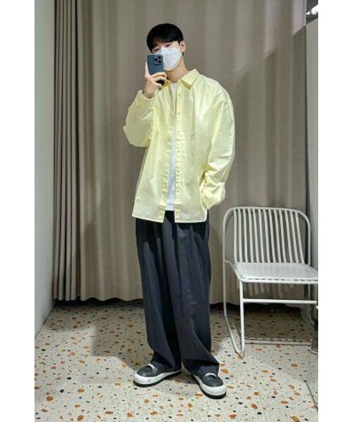DRAW FIT（ドローフィット）の「ペーパーコットンオーバーサイズシャツ[レモン]（シャツ/ブラウス・メンズ・その他・LARGE/MEDIUM/X-LARGE）」の9枚目の写真