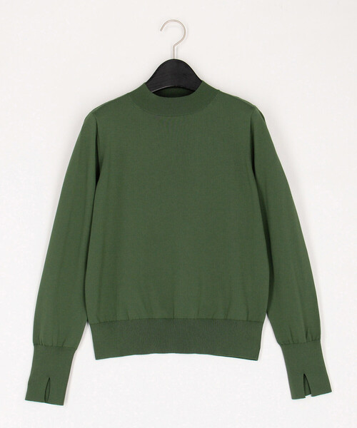 COMME CA(コムサ)の「〔 TALLサイズ 〕 コットンダルストレッチ プルオーバー(ニット/セーター・レディース・グリーン/ブラック・15号)」の2枚目の写真
