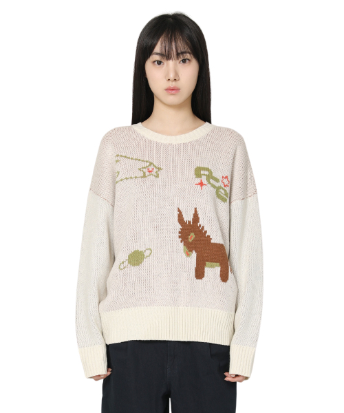 PIECEMAKER（ピースメーカー）の「DONKEY JACQUARD KNIT PULLOVER (IVORY)（ニット/セーター・レディース・その他・FREE）」の2枚目の写真