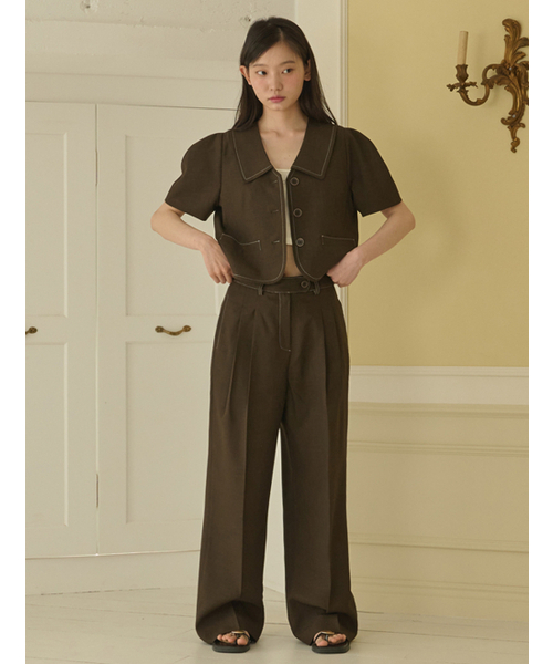OPENING SUNSHINE（オープニングサンシャイン）の「サマー ツーピンタック ワイドパンツ_ブラウン（スラックス・レディース・その他・SMALL/MEDIUM）」の2枚目の写真
