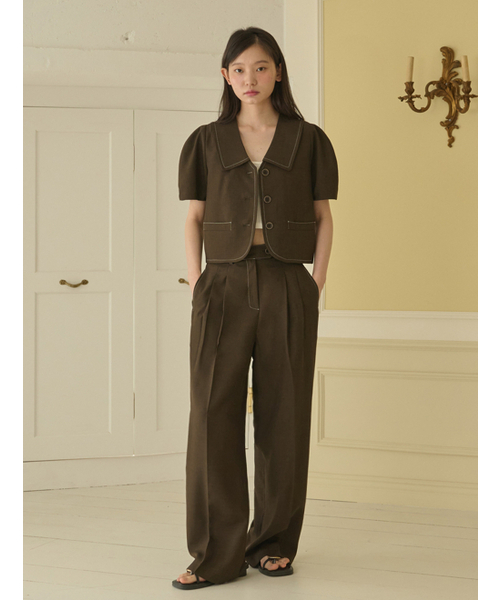 OPENING SUNSHINE（オープニングサンシャイン）の「サマー ツーピンタック ワイドパンツ_ブラウン（スラックス・レディース・その他・SMALL/MEDIUM）」の5枚目の写真