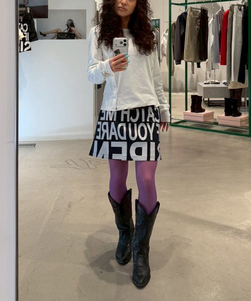 Oriens JOURNAL STANDARD（オリエンス ジャーナルスタンダード）の「ストライプロゴミニスカート（スカート・レディース・グレー/ネイビー・FREE）」の7枚目の写真