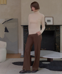 EASY HALF ELASITC WAISTBAND PANTS_Mocha