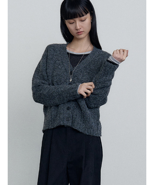 MAKE A TOAST（メイクアトースト）の「Button Knit Jacket Cardigan Gray MBEFNT005GR（カーディガン/ボレロ・レディース・チャコールグレー・FREE）」の2枚目の写真