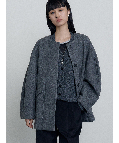 MAKE A TOAST（メイクアトースト）の「Button Knit Jacket Cardigan Gray MBEFNT005GR（カーディガン/ボレロ・レディース・チャコールグレー・FREE）」の5枚目の写真
