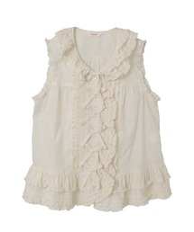 美品 ピンクハウス ✨ ピコフリル ホワイト 白 リボン ベスト くるみボタン PINK HOUSE｜ピンクハウスのベスト通販 - ZOZOTOWN