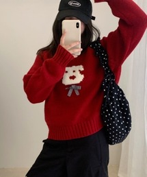 dog ribbon crew neck sweater