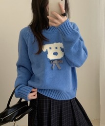 dog ribbon crew neck sweater