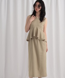 mysty woman | ペプラム切り替えノースリワンピ 637089(ワンピース)