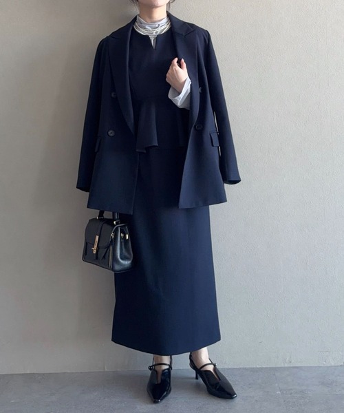 mysty woman（ミスティウーマン）の「ペプラム切り替えノースリワンピ 637089（ワンピース・レディース・ベージュ系その他/ベージュ/ネイビー・FREE）」の18枚目の写真