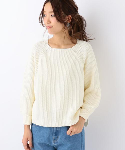 Another Edition（アナザーエディション）の「コットン畦プルオーバー/AEBC C アゼPO◆（ニット/セーター・レディース・オフホワイト/ライトグレー/レッド/オリーブ・FREE）」の2枚目の写真