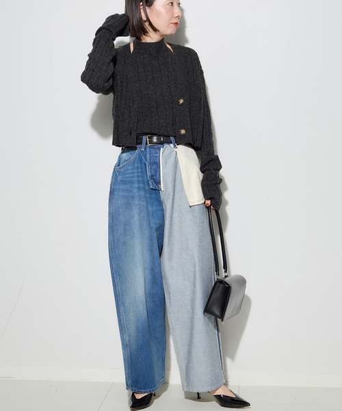 journal standard L'essage（ジャーナルスタンダードレサージュ）の「ワイドRIBホルターベスト（ニット/セーター・レディース・ブラウン/ブラック・FREE）」の3枚目の写真