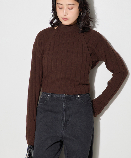 journal standard L'essage（ジャーナルスタンダードレサージュ）の「ワイドRIBホルターベスト（ニット/セーター・レディース・ブラウン/ブラック・FREE）」の10枚目の写真