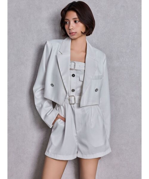 GYDA（ジェイダ）の「W BELT GLITTERロンパース（つなぎ/オールインワン・レディース・ブラック/オフホワイト・FREE）」の7枚目の写真