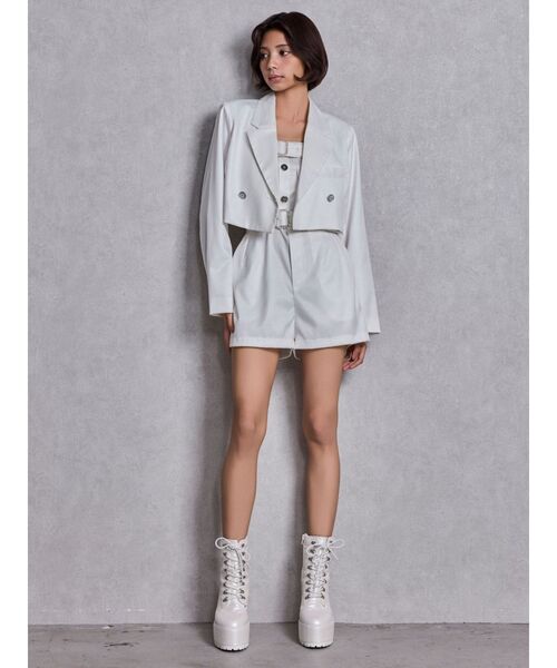 GYDA（ジェイダ）の「W BELT GLITTERロンパース（つなぎ/オールインワン・レディース・ブラック/オフホワイト・FREE）」の9枚目の写真