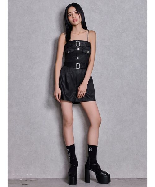 GYDA（ジェイダ）の「W BELT GLITTERロンパース（つなぎ/オールインワン・レディース・ブラック/オフホワイト・FREE）」の13枚目の写真