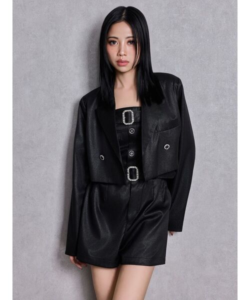 GYDA（ジェイダ）の「W BELT GLITTERロンパース（つなぎ/オールインワン・レディース・ブラック/オフホワイト・FREE）」の15枚目の写真