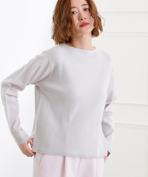 grove（グローブ）の「春新色！洗濯機で洗えるベーシックニット【毛玉軽減】（ニット/セーター・レディース・ライトグレー系9/オレンジ系/ピンク/サックスブルー/ブルー/ホワイト系5/オフホワイト・03/02/05/04/01）」の4枚目の写真