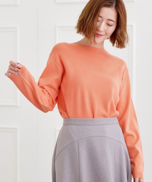 grove（グローブ）の「春新色！洗濯機で洗えるベーシックニット【毛玉軽減】（ニット/セーター・レディース・ライトグレー系9/オレンジ系/ピンク/サックスブルー/ブルー/ホワイト系5/オフホワイト・03/02/05/04/01）」の7枚目の写真