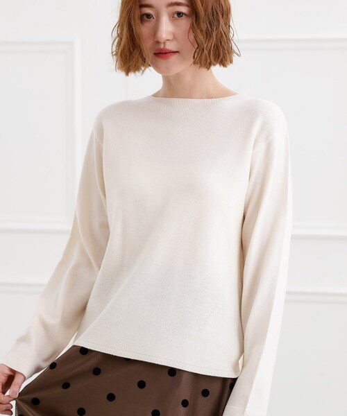 grove（グローブ）の「春新色！洗濯機で洗えるベーシックニット【毛玉軽減】（ニット/セーター・レディース・ライトグレー系9/オレンジ系/ピンク/サックスブルー/ブルー/ホワイト系5/オフホワイト・03/02/05/04/01）」の9枚目の写真