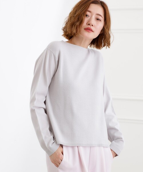 grove（グローブ）の「春新色！洗濯機で洗えるベーシックニット【毛玉軽減】（ニット/セーター・レディース・ライトグレー系9/オレンジ系/ピンク/サックスブルー/ブルー/ホワイト系5/オフホワイト・03/02/05/04/01）」の13枚目の写真