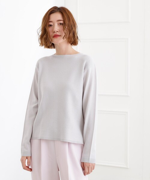 grove（グローブ）の「春新色！洗濯機で洗えるベーシックニット【毛玉軽減】（ニット/セーター・レディース・ライトグレー系9/オレンジ系/ピンク/サックスブルー/ブルー/ホワイト系5/オフホワイト・03/02/05/04/01）」の14枚目の写真