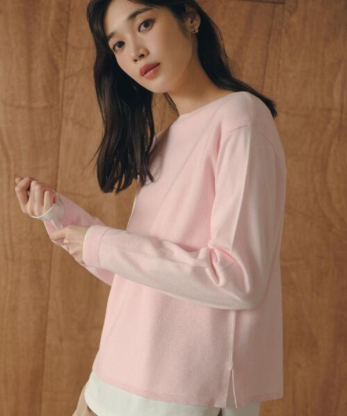 grove（グローブ）の「春新色！洗濯機で洗えるベーシックニット【毛玉軽減】（ニット/セーター・レディース・ライトグレー系9/オレンジ系/ピンク/サックスブルー/ブルー/ホワイト系5/オフホワイト・03/02/05/04/01）」の21枚目の写真