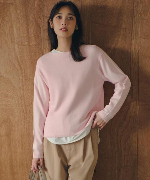 grove（グローブ）の「春新色！洗濯機で洗えるベーシックニット【毛玉軽減】（ニット/セーター・レディース・ライトグレー系9/オレンジ系/ピンク/サックスブルー/ブルー/ホワイト系5/オフホワイト・03/02/05/04/01）」の22枚目の写真