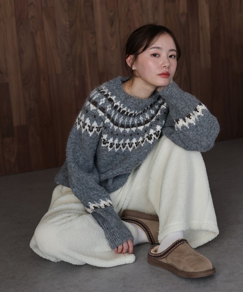 J by blue(ジェイバイブルー)の「ブークレボアスウェットパンツ(スウェットパンツ・レディース・ネイビー/アイボリー・MEDIUM)」の1枚目の写真