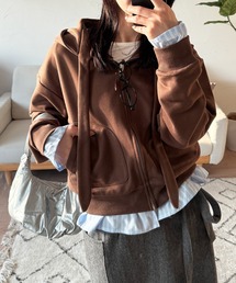 MUHET（ミュエータ）の「detachable shirt layered zip hoodie / レイヤード風シャツドッキングジップパーカー（パーカー）」