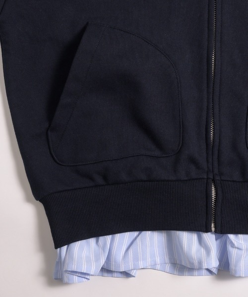 MUHET(ミュエータ)の「detachable shirt layered zip hoodie / レイヤード風シャツドッキングジップパーカー(パーカー・レディース・ネイビー/杢グレー/ブラウン・FREE)」の13枚目の写真
