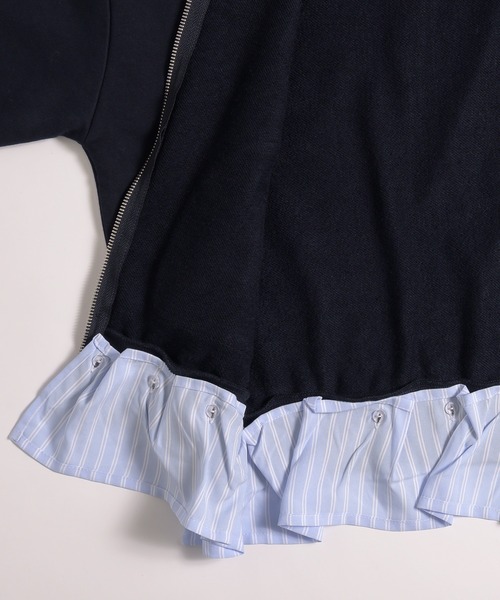 MUHET(ミュエータ)の「detachable shirt layered zip hoodie / レイヤード風シャツドッキングジップパーカー(パーカー・レディース・ネイビー/杢グレー/ブラウン・FREE)」の15枚目の写真