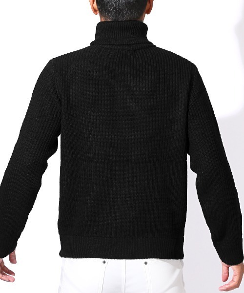 LUXSTYLE(ラグスタイル)の「畦編みタートルネックニット(ニット/セーター・メンズ・ベージュ/ブラックミックス/ホワイト/ブラック/ミックスグレー・M/L/XL)」の17枚目の写真