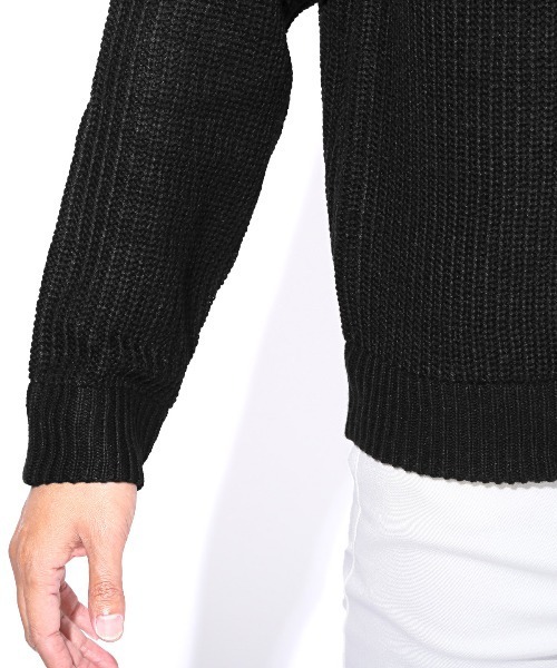 LUXSTYLE(ラグスタイル)の「畦編みタートルネックニット(ニット/セーター・メンズ・ベージュ/ブラックミックス/ホワイト/ブラック/ミックスグレー・M/L/XL)」の19枚目の写真