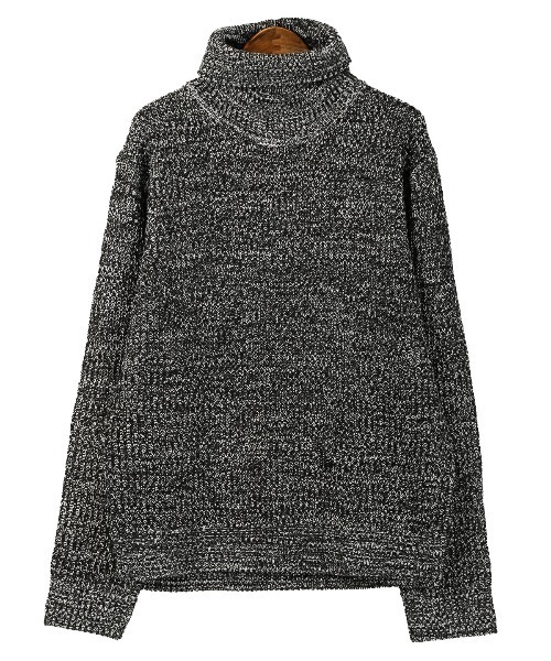 LUXSTYLE(ラグスタイル)の「畦編みタートルネックニット(ニット/セーター・メンズ・ベージュ/ブラックミックス/ホワイト/ブラック/ミックスグレー・M/L/XL)」の21枚目の写真